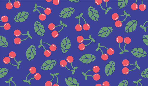 Cute cherry fruits pattern background vector design