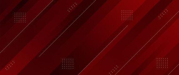 Red geometric abstract background with layered rectangles and stripes.