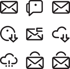 Modern Contact & Messaging Icons – Clean Outline Communication Vector Pack
