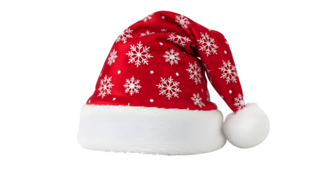 Festive santa hat with snowflake pattern isolated on a black background