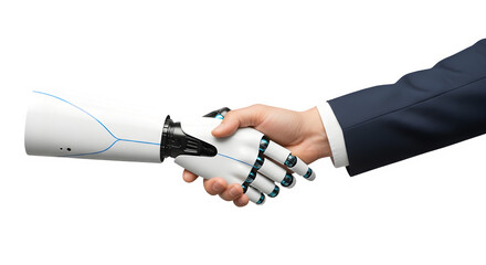 Human and robot handshake collaboration and future technology concept