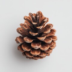 Minimalist pine cone on white background for holiday decor and seasonal styling