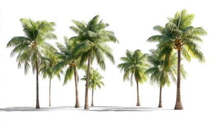 Obraz premium Minimalist studio image of palm trees on white background, ideal for decor planning and design presentations