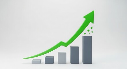 visualization of environmentally conscious investment growth through upward trending arrow and data elements