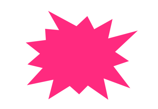 Pink starburst promotion badge on transparent background for sale labels, discount stickers, marketing highlights, and advertisement design