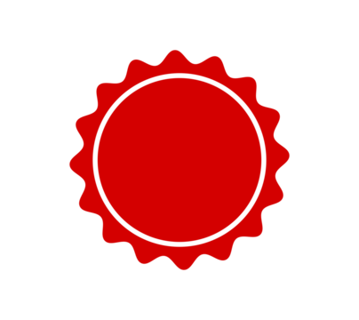 Red badge seal for labels, discount stickers, price tags and promotional design on transparent background - Powered by Adobe