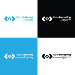 Modern Tech Marketing Agency Logo Template - Abstract Planet and Code Brackets Symbol