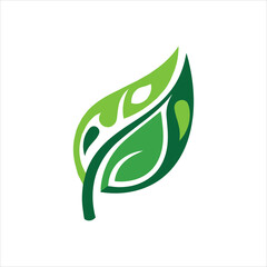 Vibrant Green Leaf Emblem for Eco-Friendly Initiatives and Sustainable Living