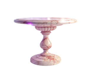 Elegant pink marble pedestal table with ornate carved details