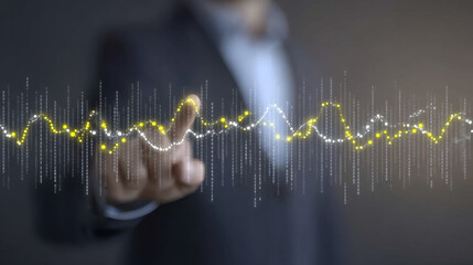 Person interacting with digital waveform data analytics interface