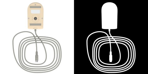 3D rendering illustration of a Vintage Two-Button Computer Mouse