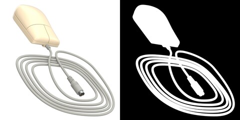 3D rendering illustration of a Vintage Two-Button Computer Mouse