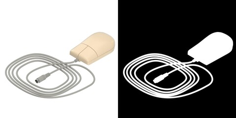 3D rendering illustration of a Vintage Two-Button Computer Mouse