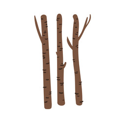 Illustration of vertical birch trunks in forest scene. Wooden stems and natural elements without foliage. Tree bark and forest columns. Flat vector art.