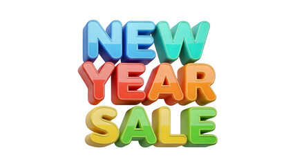 Colorful new year sale text on black background for marketing and promotion