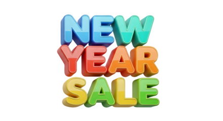 Colorful new year sale text on black background for marketing and promotion