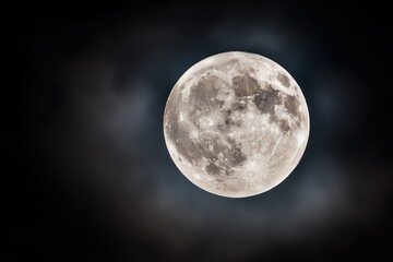 Award-winning studio shot of a full moon with clean sharp focus and professional color grading, suitable for space exploration and nature-inspired creative projects.