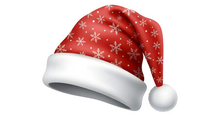 Festive santa hat with snowflake pattern on a black background
