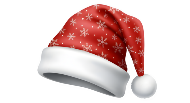 Festive santa hat with snowflake pattern on a black background - Powered by Adobe