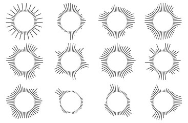 Waveform, sound, audio, sound waves, vibration, and other icon set Black line