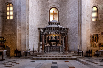 Interior of Basilica of Saint Nicolas Also Known As Basilica San Nicola de Bari in Bari, Apulia or Puglia, Italy.