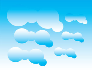 Fototapeta premium Cartoon clouds floating in a bright blue sky illustration