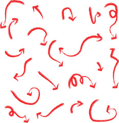 Fototapeta premium Hand-Drawn Red Arrow Doodle Set