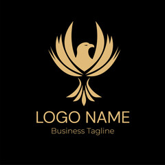 Logo Bird Gold  Business Company Design Template