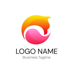 Logo Fox Orange Pink Business Company Design Template