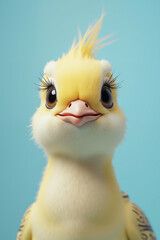 Cute little bird chick looking directly at viewer