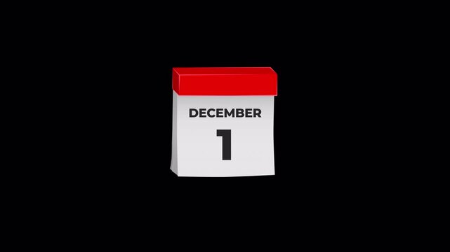 December 1 Tear-off Calendar Torn Paper Animation, Transparent Background