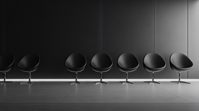Modern Minimalist Black Chairs in Sleek Interior Design with Soft Lighting and Monochromatic Backdrop for Contemporary Spaces and Aesthetic Appeal