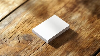 Minimalist blank business card on rustic wooden table with soft lighting, perfect for branding and creative design concepts, showcasing simplicity and elegance