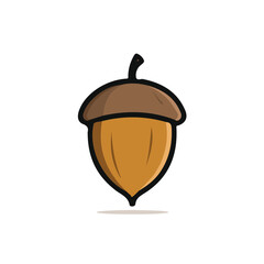 Watercolor hand-painted a acorn with realistic texture on a white background, botanical fruit illustration, flat watercolor painting, simple and detailed design