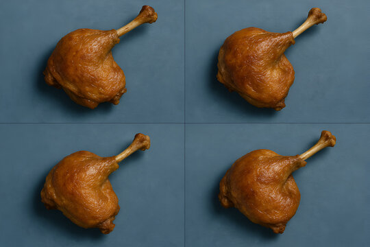 four Confit de canard on Blue Background