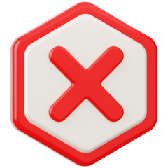Cross Danger Sign 3D Icon