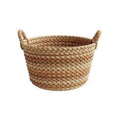 Obraz premium Watercolor Braided Rope Basket with Handles isolated on a transparent background