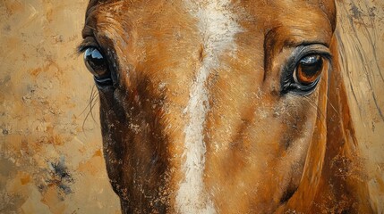 Curious young horse close-up face with playful expression 