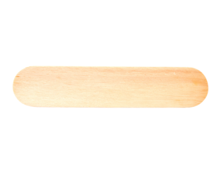 Single clean wooden popsicle stick lying flat and horizontal on isolated background