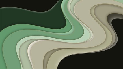 Green and beige abstract background with wavy lines and smooth transitions