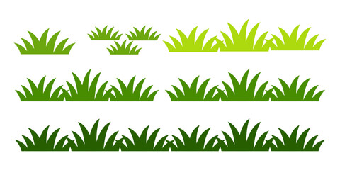Green grass illustration in flat style. Flower and wild grass plant design