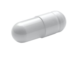 White glossy medical capsule pill for pharmaceutical medicine or vitamin supplement on isolated background