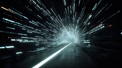 Abstract data stream tunnel digital information flowing through a network concept for technology and future innovation