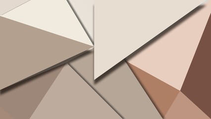 Abstract geometric background with brown triangles and shadows in neutral colors