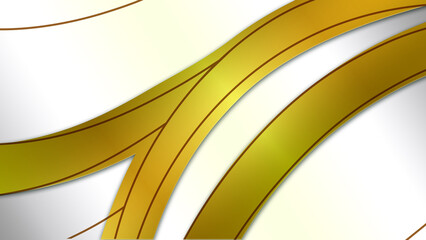 Abstract golden waves on white background for presentation template design