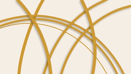 Abstract golden arc lines on cream background, elegant and simple design