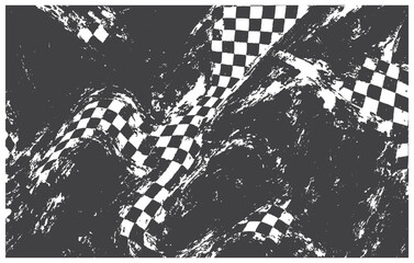 Fototapeta premium A dramatic monochrome scene features twisting checkered stripes flowing through a deep black backdrop, creating a surreal, mysterious mood ideal for modern art, design