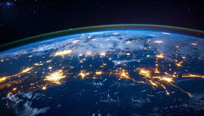 Interplanetary communication network visualized as glowing pathways between Earth, Moon, and Mars, holographic Earth map, digital particles flowing across space, cosmic sci-fi style"