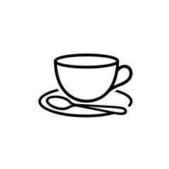 Bold Tea Cup and Spoon Outline