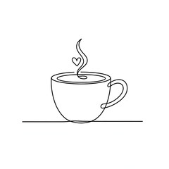 Minimalist Horizontal Cup Art Continuous Line Coffee on Table